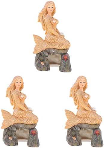 Decoração de mesa de balacoo 3 pcs ornamento jardim de peixes sereia aquário bolo de fada escultura figuras de