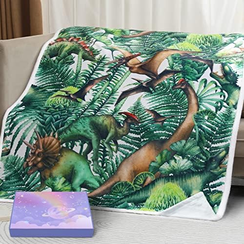 Presentes de cobertor de dinossauros aolisi para mamãe de crianças, cobertor de lã de lã de flanela de flanela Jurassic