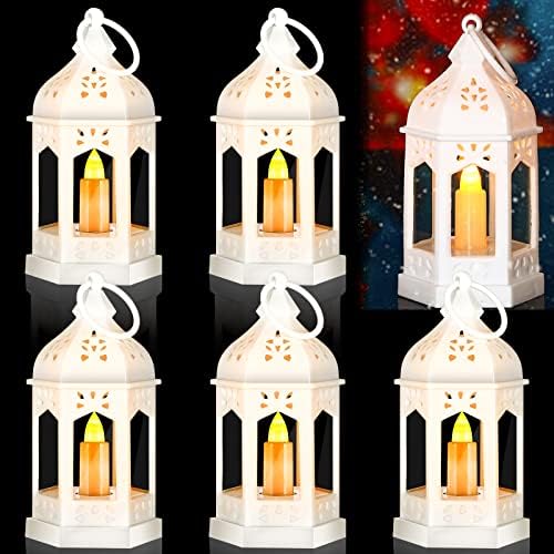 6 PCS Mini -lanterna vintage com pisca -pisque de velas lideradas por lanternas decorativas de lanterna operada