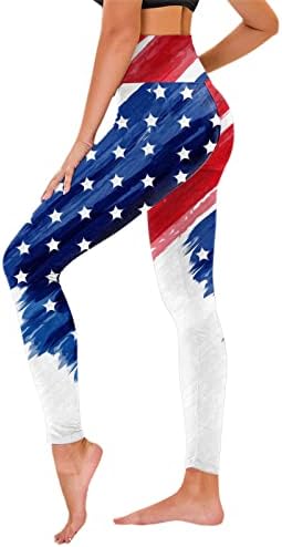 4 de julho Leggings for Women American Flag High Chaist Workout Yoga Leggings Ultra Soft elástico confortável