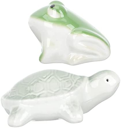 Yardwe 2pcs Cerâmica Animais flutuantes Ornamentos marinhos Mini animais de sulpturas de safra ornamentos cerâmicos