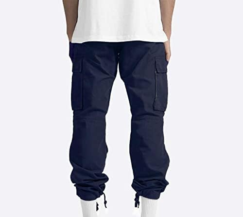 Calças de carga masculina Moda de cor sólida calça de bolso múltipla esporte ao ar livre Fitness Casual
