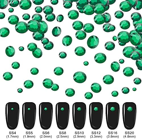 Kit de strass molisaka unhas de unhas, tamanho de cristal de cristal de tamanho verde misto para unhas, jóias