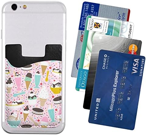 Porta-casca de telefone de sorvete doce, estojo de cartão de crédito de identificação auto-adesiva PU para o smartphone
