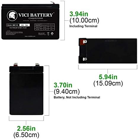 Vici Battery VB7-12- 12V 7AH Bateria de substituição para APC ES500, ES550, LS500, RBC110, RBC2-