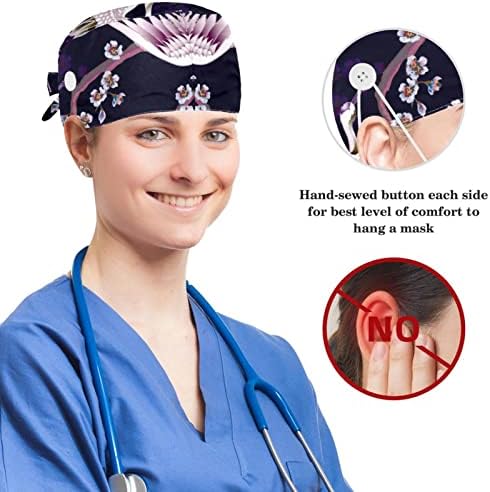 YOYOAMOY MAPAGEM NAUTICO DO MUNDO NAUTICAL Cap com banda de suor e botão Scrub Scrub Hat Hat Nurse Tampa
