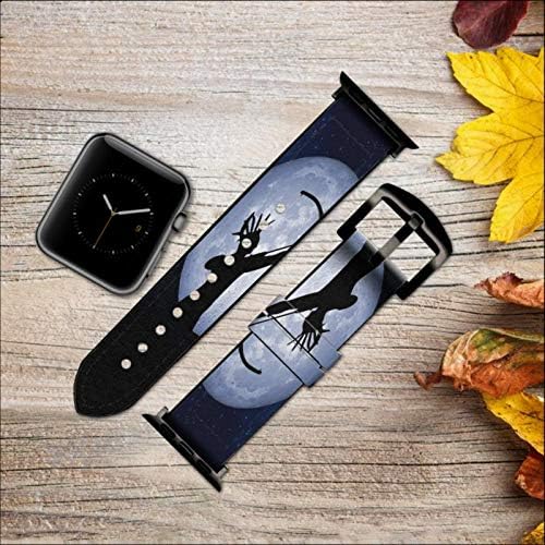 CA0783 Indian Hunter Moon Leather & Silicone Smart Watch Band Strap for Apple Watch Iwatch Tamanho