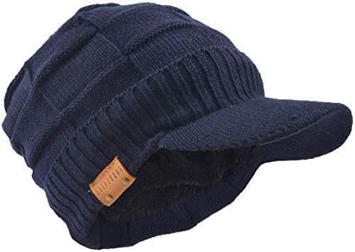 Chapéu de malha de newsboy retro com viseira Bill Winter Warm Hat for Men