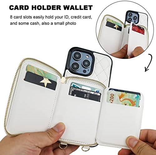 Caixa de carteira bocasal de crossbody para iPhone 14 Pro Max, RFID bloqueando a capa de bolsa de bolsa de couro