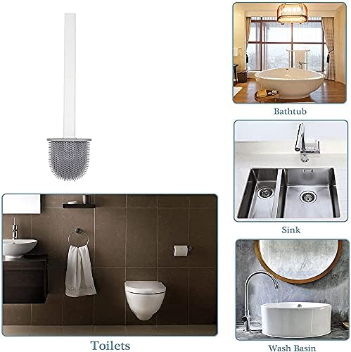 Pincel e suportes de vaso sanitário, escova de silicone de limpeza profunda, piso de pé e escova de vaso sanitário