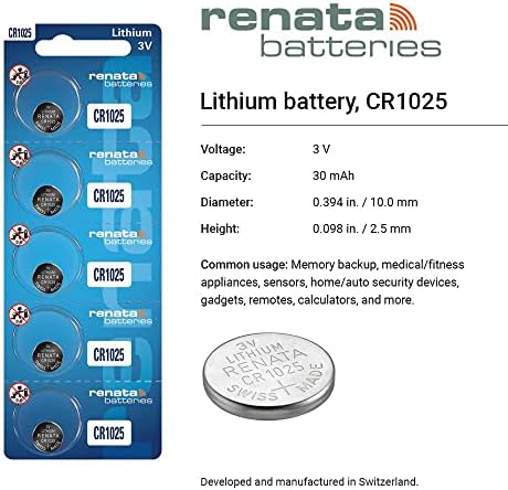 Pacote Twin - 2 x Renata CR1025 3V Bateria de células de moeda de lítio
