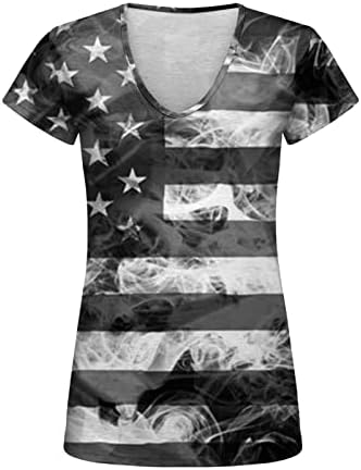 4 de julho Camisas para mulheres de verão Casual American Bandra America