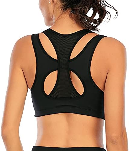 OMGREAT High Impact Sports Bras for Women Wirefree Mesh Yoga Bra Racerback Top