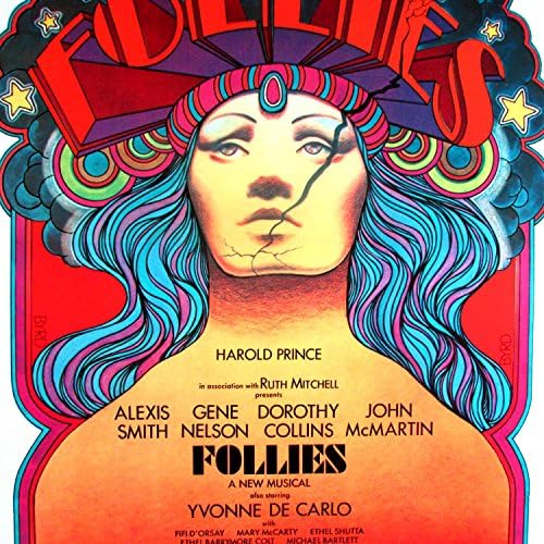 Follies 1971 Broadway Full Sizer Show Poster Novo AP assinado à mão por David Byrd