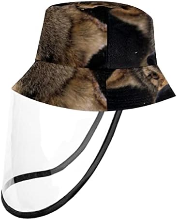 Chapéu de proteção para adultos com escudo facial, chapéu de pescador anti -sol, lobo animal