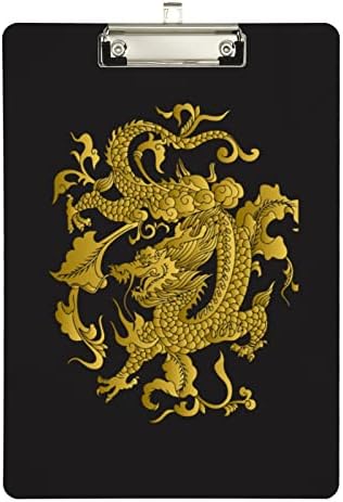 Dragão de ouro do dragão de ouro tradicional Dragão de ouro na prancheta de plástico escuro preto