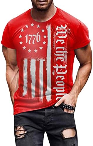 Camisas patrióticas para homens, America Flag Muscle Tams camisetas mensais camisetas patrióticas Manga curta