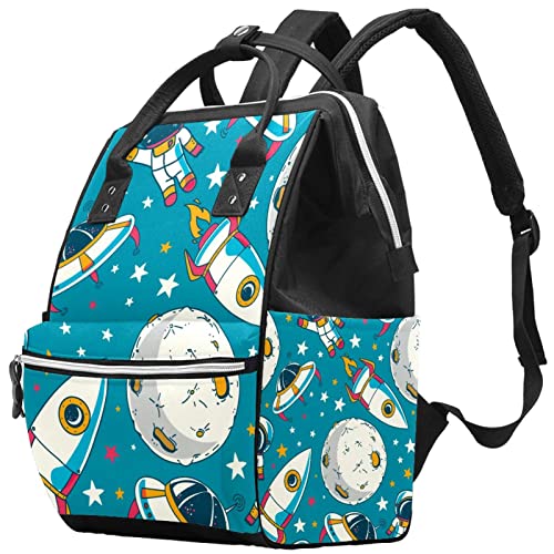 Cartoon Space Astronaut Universo foguetes Bolsas de fraldas Backpack Mummy Backpack de grande capacidade