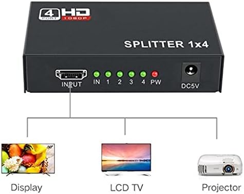 YLHXYPP 1 x 4 Conversor de divisor compatível com HDMI 1 em 4 OUT HD 1.4 Splitter Amplificador
