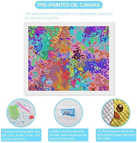 Resumo Kits de pintura de diamante colorido de camuflagem colorida 5D DIY Full Frill Rhinestone Arts Decoração de
