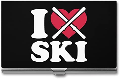 Eu amo esquiador de esqui titular de cartões de bolso de cartão de visita de carteira slim carteira