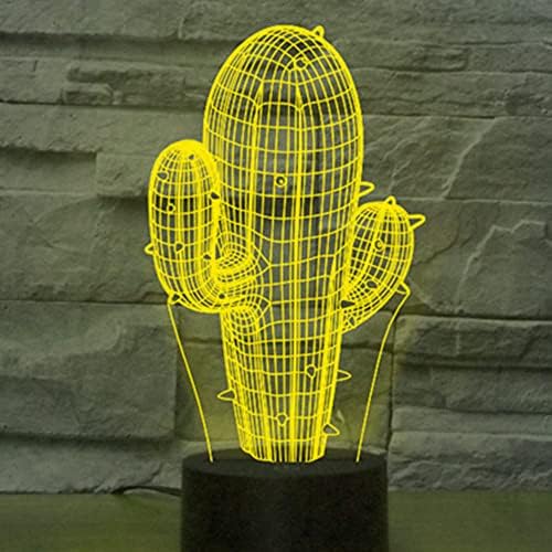 Molly Hieson 3D Cactus Night Light Decor Tale mesa de mesa de ilusão de ilusão 7 luzes de cor luzes led