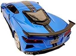 MAISTO DIECAST CARS 2020 Chevy Corvette Stingray C8 Coupe com azul de asa alta com listras pretas