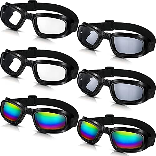 Amiga 6 peças Óculos de motocicletas para homens Mulheres montando óculos de óculos ATV Poeira à
