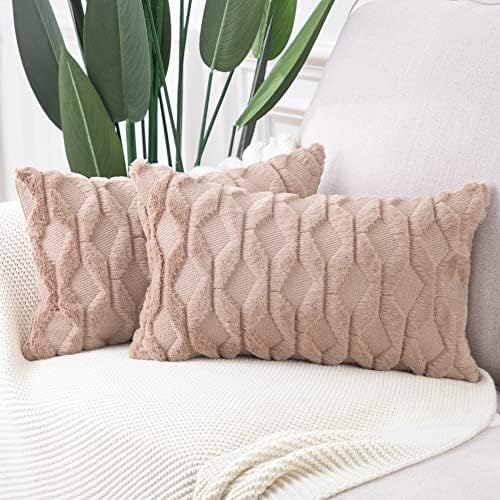 Conjunto de Madizz de 2 macias de lã curta a veludo de lã decorativa capas de travesseiro