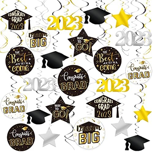 Goer 30 PCS 2023 Festa de graduação Supplies, redemoinhos pendurados para decorações de festa de formatura