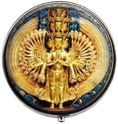 Caixa de comprimidos de estátua Avalokiteshvara, caixa de doces, estátua de mil jóias armadas de Avalokiteshvara,