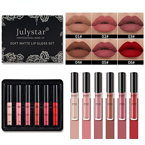 Julystar Matte Lip Glaze Conjunto de Lipstick Colorido Conjunto Lip Lip Gloss