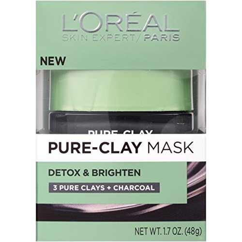 L'Oreal Paris Skincare Pure Clay Face Mask com carvão para a pele opaca para desintoxicar e iluminar