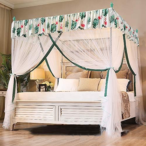 ASDFGH CRYPTION Landing Princess Bed Canopy, estilo europeu de 4 cantos pós-cama cortinas de canopi de garoto