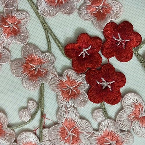 1set Long Long Plum Blossom Floral Lace Fabric Bordery Trim Applique Motif Motif veneis remendos em relevo para