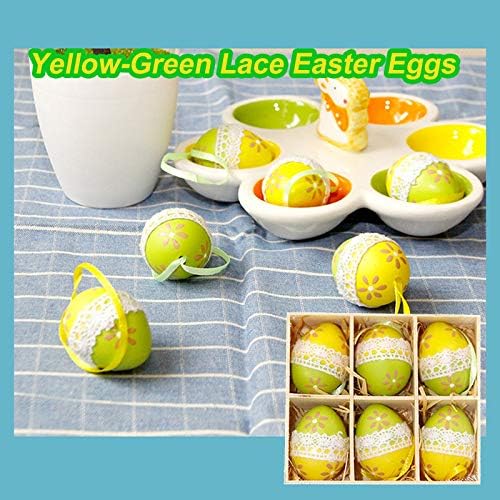Ovos em miniatura renda decorativa de aniversário de páscoa Presentes PCs 6 decoração Decoração de casa amarela
