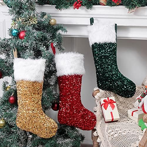 Meias de Natal 16,54 Grandes meias de Natal personalizadas Bolsa de presente infantil Trigens de Natal