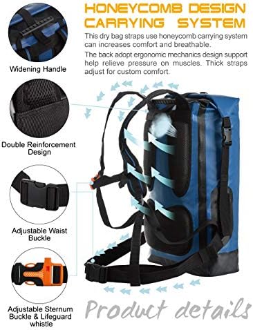 Idrybag Backpack Backpack Saco seco 20L/30L/40L, Mochila seca flutuante à prova d'água para homens, saco