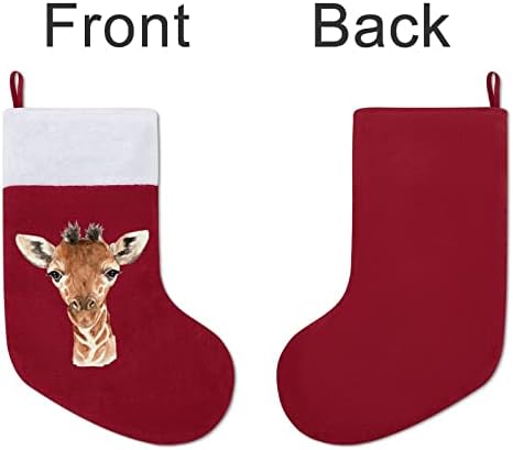 Animal aquarela imprime girafa de Natal clássico ornamentos pendurados saco de doces de manguito branco para decorações