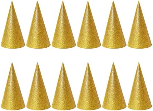 Kisangel Toddler Boy Hat 12pcs Glitter Cone Party Hats Triângulo Chapéus de aniversário para crianças