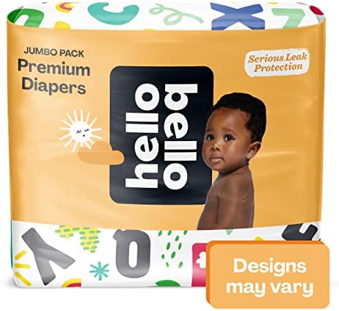 Hello Bello Premium Baby Fregers Tamanho 1 I 128 Contagem de fraldas descartáveis, extra-absorventes, hipoalergênicas