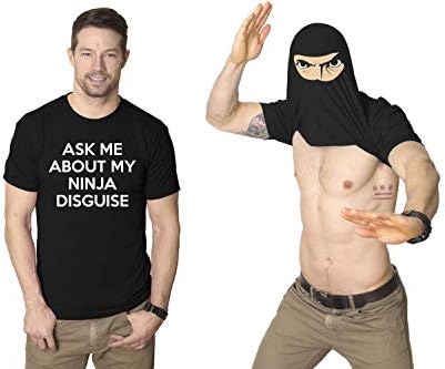 Homens me perguntam sobre o meu ninja disfarce flip -camise