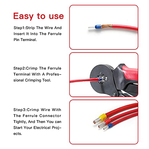1800pcs 22-10 AWG Wire Ferrules Terminais de crimpagem, kit de terminais de fio de fio de fio isolados