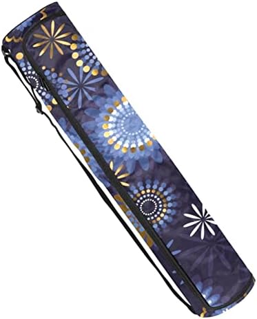 Ratgdn Yoga Mat Bag, Pétalas de gradiente azul dourado Exercício de ioga transportadora de tape