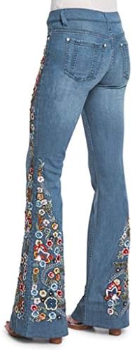 Jeans de jeans de jeans com capuz para mulheres bordados com cintura de calça de jeans de calça de jeans destacados