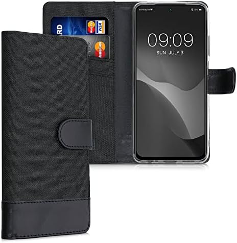Caixa da carteira Kwmobile Compatível com Xiaomi Redmi Nota 10 / Nota 10s - Case Fabric e Faux Leather