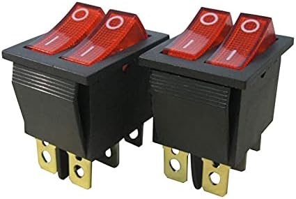 DASEB 2PCS AC 250V/16A, 125V/20A RED e RED BOTTON COM LUZ
