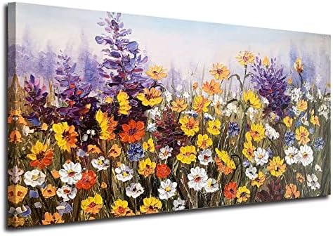 Ardemia Flores de parede Arte da parede Daisy obras de arte coloridas paisagem moderna pintura de flores silvestres,