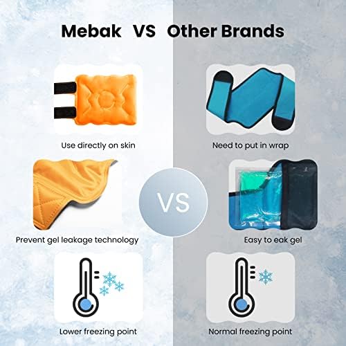 MEBAK KNEE ICE Pack embrulhado para lesões, pacote de gelo em gel para o joelho, tampa do pacote frio