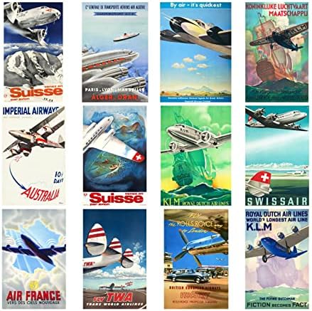 2023 calendário de parede [13 páginas 8 x12] aviões vintage Retro Avie Travel Posters ADS Comercials